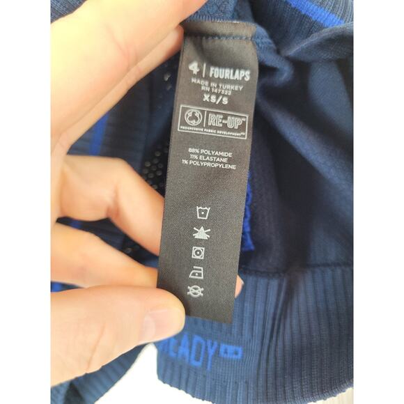 FourLaps Breathe Seamless Sports Bra XS/S Blue Navy Textured Gym/Workout NWT - Picture 5 of 8